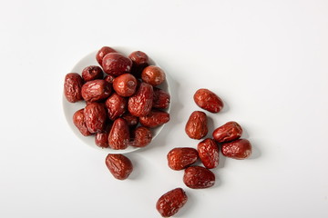 All kinds of jujube are isolated in white background after drying