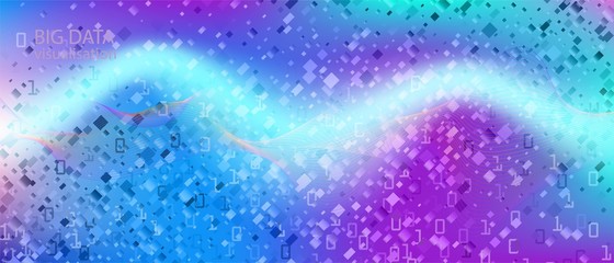 Cyber Monday Vector Wallpaper. Matrix Falling Binary Code. Digital Equalizer Slide. Purple Pink Blue Background. Fractal Liquid 