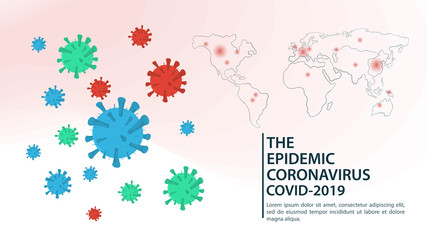 banner for the design of the COVID-2019 coronavirus pandemic 2019-nCoV spreads around the world on a map background flat vector illustration