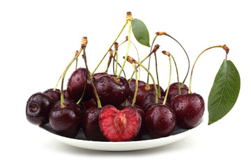 Cherries on dish
