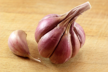 Garlic and clove on board