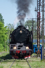 Fototapeta premium STEAM LOCOMOTIVE - Historic machine on a railway siding