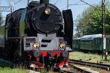 Fototapeta premium STEAM LOCOMOTIVE - Historic machine on a railway siding