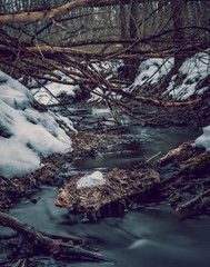 Winter sunrise on river