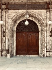 islamic architecture Mosque in egypt cairo  interior old history door