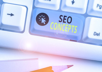Handwriting text Seo Concepts. Conceptual photo a process of increasing the quality of website...