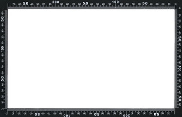 Frame black metal engineer corner ruler isolated on white background with clipping path