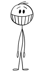 National Let's Laugh Day Vector cartoon stick figure drawing conceptual illustration of smiling man.