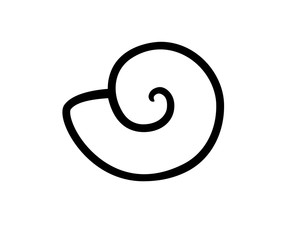 Seashell. Sea small seashell - vector linear pictogram or logo. Shellfish from the ocean in a shell - vector icon for logo. Outline. Picture for coloring.
