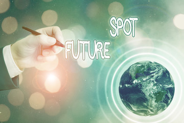 Conceptual hand writing showing Future Spot. Concept meaning refers to an action that will take...