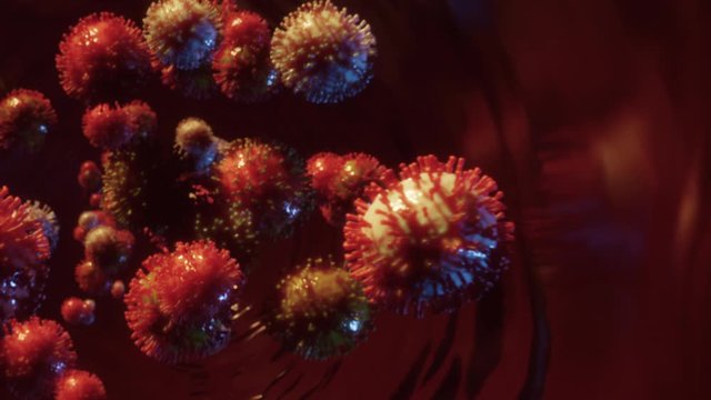 Bacteria, virus or coronavirus cells in blood stream