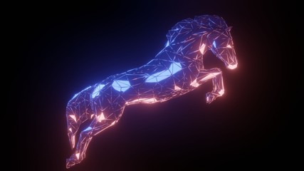 Horse abstract background of triangle geometric, 3d illustration.