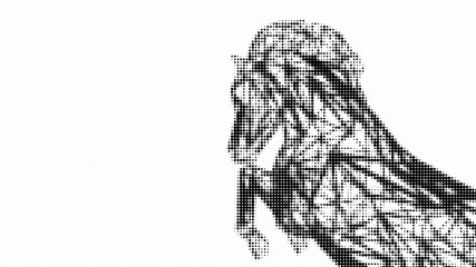 Horse abstract background of dot style, 3d illustration.