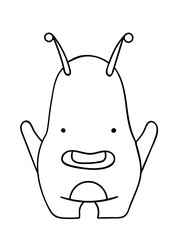 Coloring pages, black and white cute hand drawn monster amorphous doodles