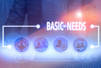 Conceptual hand writing showing Basic Needs. Concept meaning something that you must have in order...