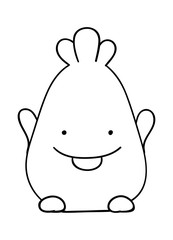 Coloring pages, black and white cute hand drawn monster amorphous doodles