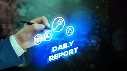 Text sign showing Daily Report. Business photo showcasing document containing information of of...
