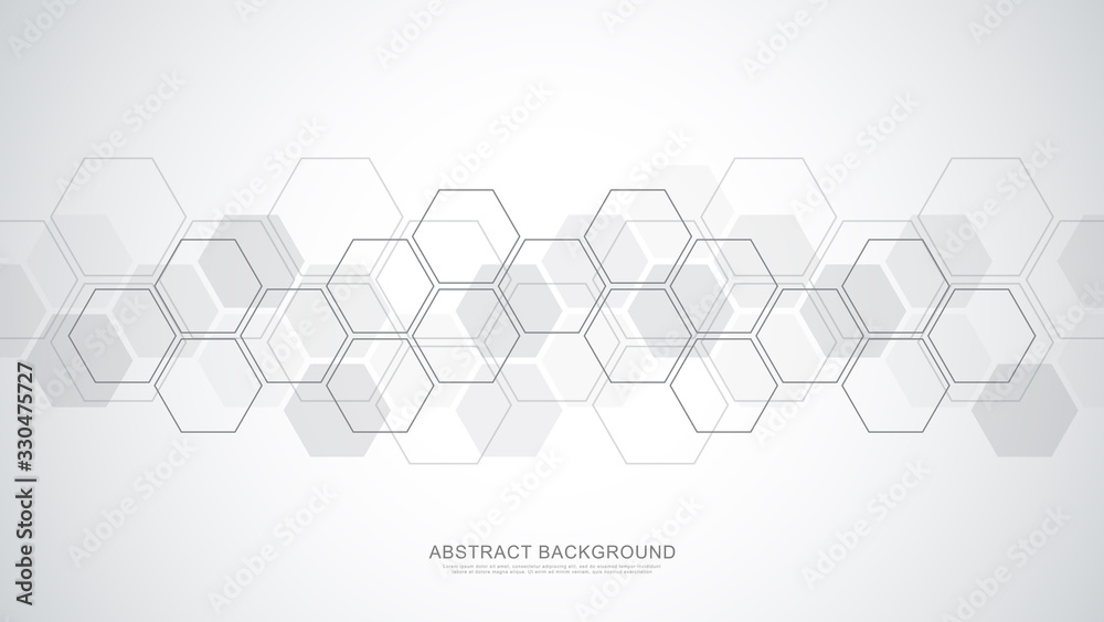 Sticker abstract background with geometric shapes and hexagon pattern. vector illustration for medicine, tec