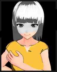 Anime Girl Cartoon Character Japanese Girl with Comic Effect with a smile and Background it's Anime Manga Girl from Japan