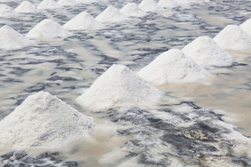 salt farm ready for harvest, Thailand.