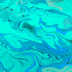 Fluid art. Abstract colorful neo mint liquid acrylic pattern