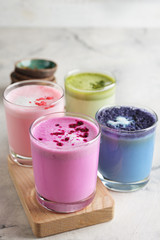 Multi-colored matcha latte