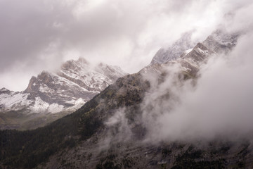 clouds over mountains