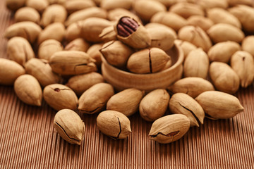 fresh pecan nut close-up