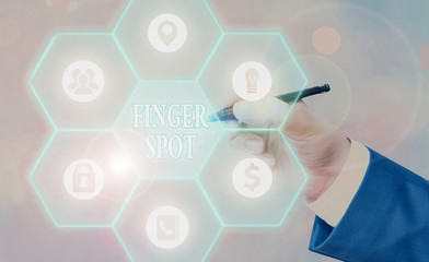 Writing note showing Finger Spot. Business concept for Small fluidfilled blisters called vesicles appear on the finger