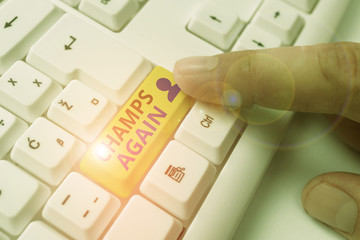 Word writing text Champs Again. Business photo showcasing refers to winner or someone who excels...