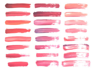 Abstract watercolor red and pink brush strokes isolated on white, creative illustration,fashion background. Vector - obrazy, fototapety, plakaty