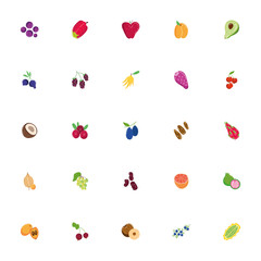 bundle of exotic fruits flat style icons