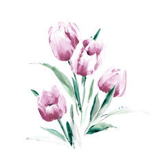 Flowers watercolor illustration.Manual composition.Big Set watercolor elements，Design for textile, wallpapers，Element for design,Greeting card