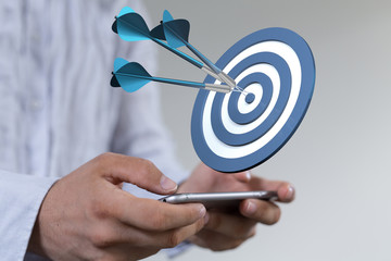Marketing And Communication Success Concept dart.
