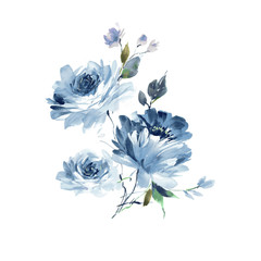 Flowers watercolor illustration.Manual composition.Big Set watercolor elements，Design for textile, wallpapers，Element for design,Greeting card