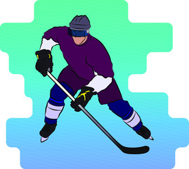 illustration of a hockey player who is taking action while playing hockey