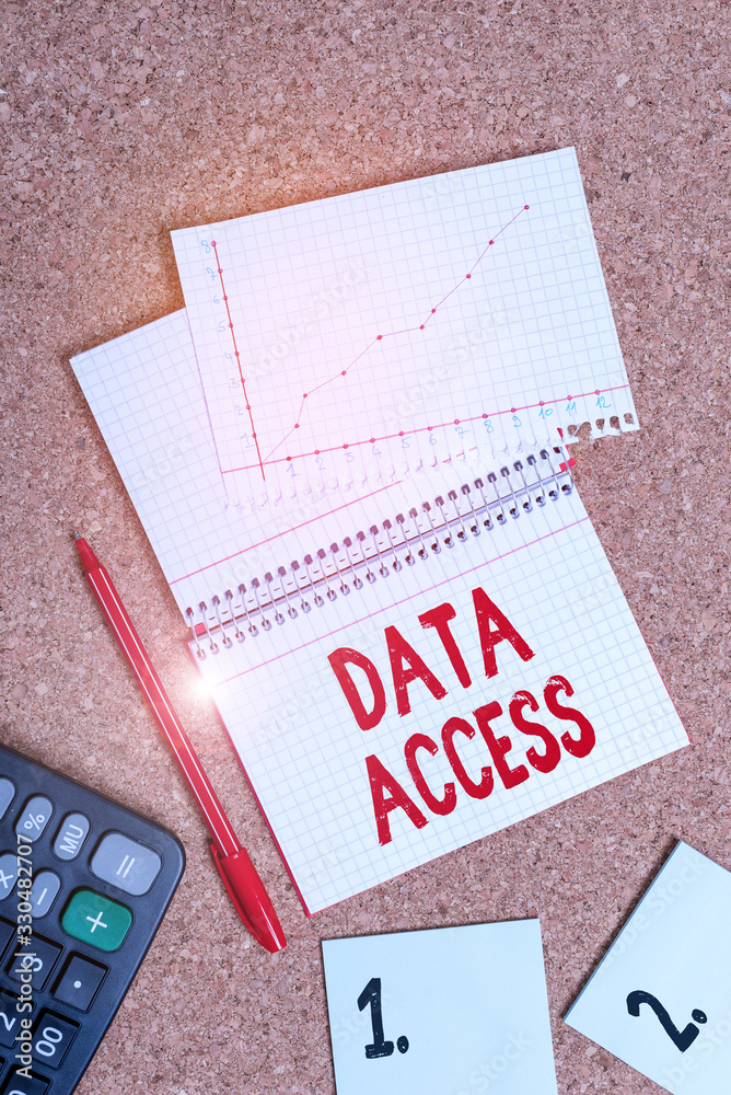 Poster word writing text data access. business photo showcasing a user s is ability to access data stored w