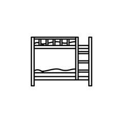 bed, interior, child line illustration icon on white background