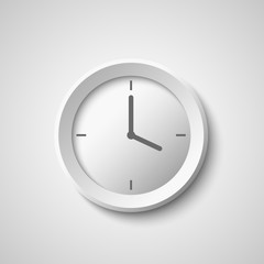 White clock. Vector illustration.
