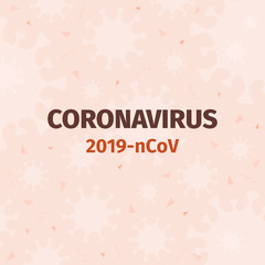 Red background with floating coronavirus particles around. 2019-novel coronavirus (2019-nCoV) infection. Minimal flat style. Vector Illustration.