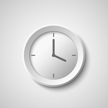 White Clock. Vector Illustration.