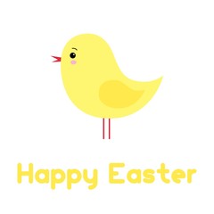 A cute cartoon yellow Easter chick baby chicken bird with wings