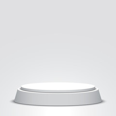 White podium. Pedestal. Scene. Vector illustration.