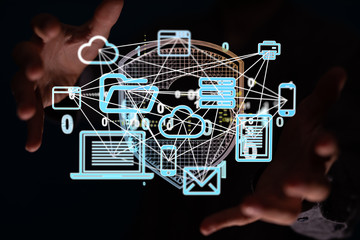 Network concept with connecting dots and lines