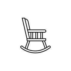 chair, rocking, seat line illustration icon on white background