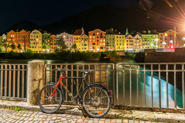 Waterbank in Innsbruck by night