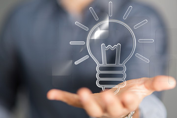 Bright idea in hand concept design art.