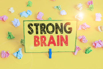 Word writing text Strong Brain. Business photo showcasing own firm attitudes and opinions and are...