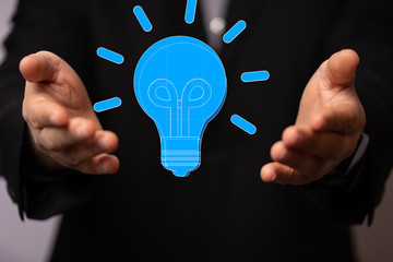 solution concept business idea lamp