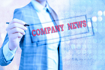 Conceptual hand writing showing Company News. Concept meaning provides news and feature articles...